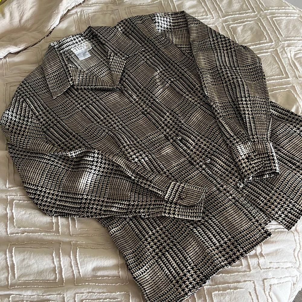 Vintage Plaid Silk Styled Blouse Size 8